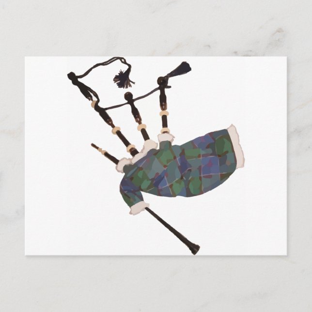 scottish plaid bagpipes postcard (Front)