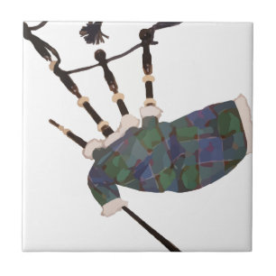 scottish plaid bagpipes tile