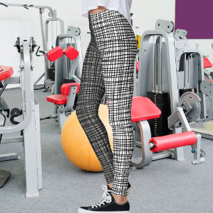 Scottish Plaid Clan Tartan Grey Black White Stripe Leggings