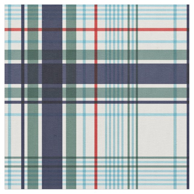 Scottish Plaid Large Check Pattern Bright Colours Fabric (Close Up)