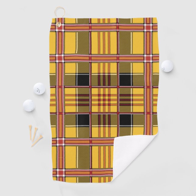 Scottish Plaid Tartan Yellow Red Black Pattern Golf Towel (InSitu)