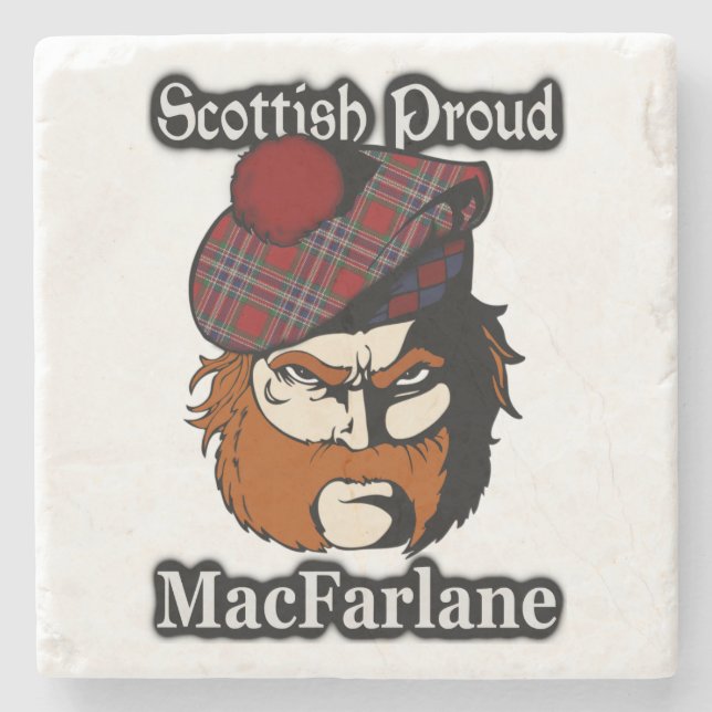Scottish Proud Clan MacFarlane Tartan Stone Coaster (Front)