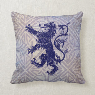 Scottish Rampant Lion Navy Blue Celtic Knot Cushion