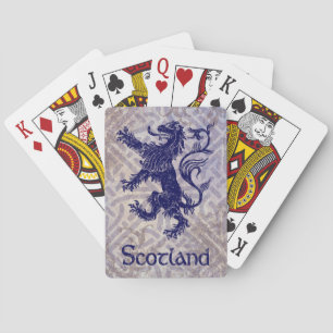 Scottish Rampant Lion Navy Blue Celtic Knot Playing Cards