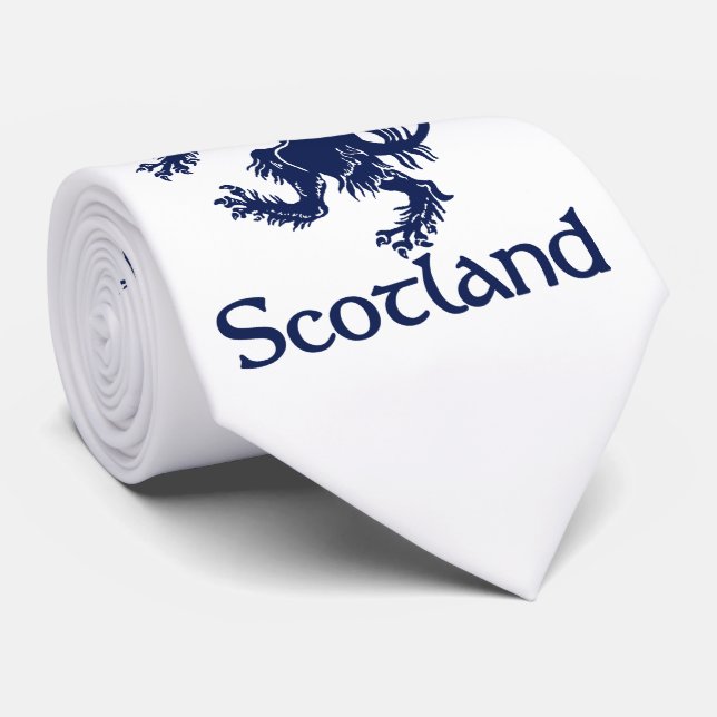 Scottish Rampant Lion Navy Blue Tie (Rolled)