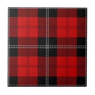 Scottish Red And Black Tartan Ceramic Tile