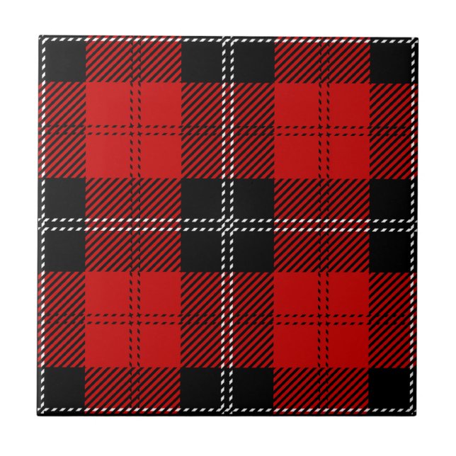 Scottish Red And Black Tartan Ceramic Tile (Front)