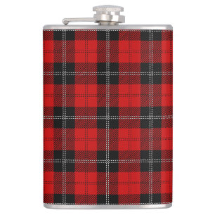 Scottish Red And Black Tartan Hip Flask