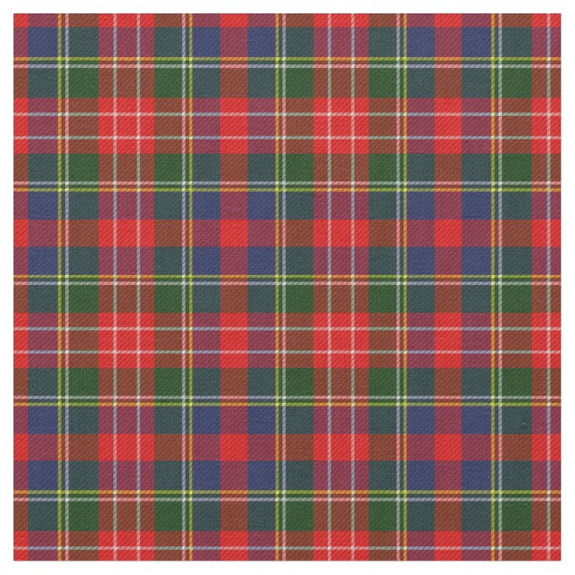 Scottish Red Green Plaid Tartan Fabric (Close Up)