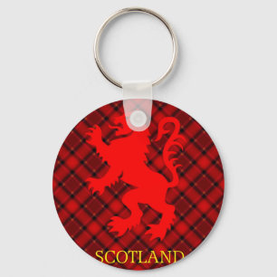 Scottish Red Lion Rampant on Tartan Key Ring