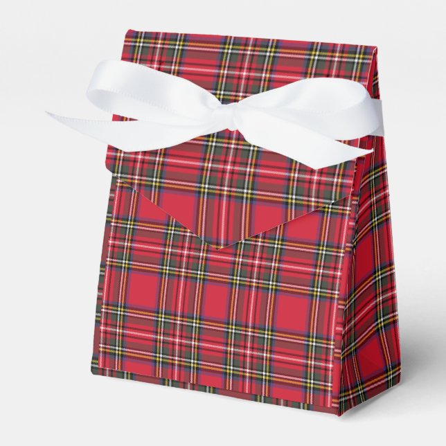 Scottish Red Plaid Tartan Favour Box (Front Side)