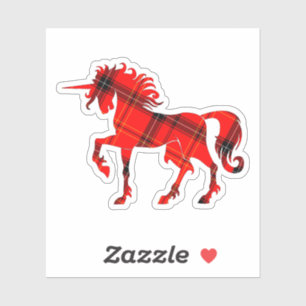Scottish Red Plaid Tartan Unicorn Silhouette Cool