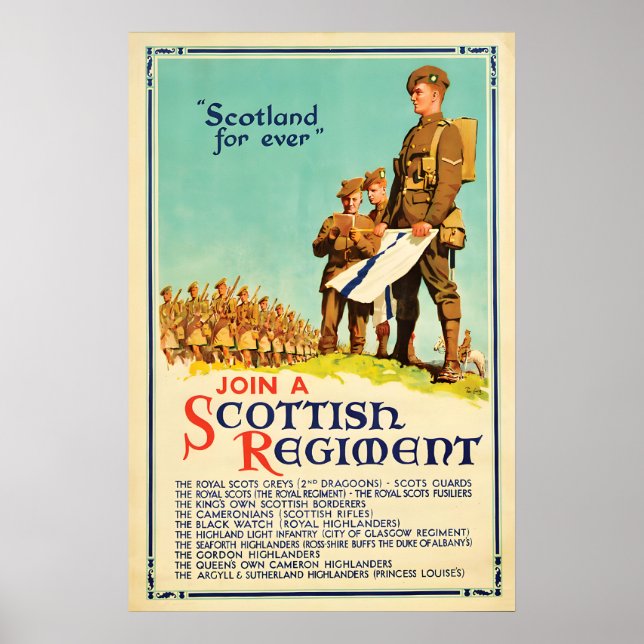 Scottish Regiment Recruitment Poster WWII British (Front)