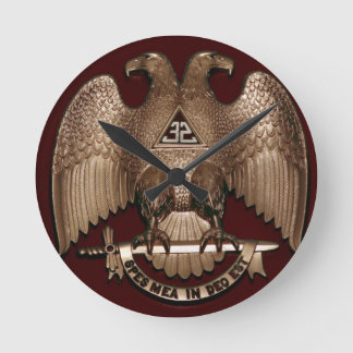 Scottish Rite 32 degree Mason Double Eagle Red Round Clock