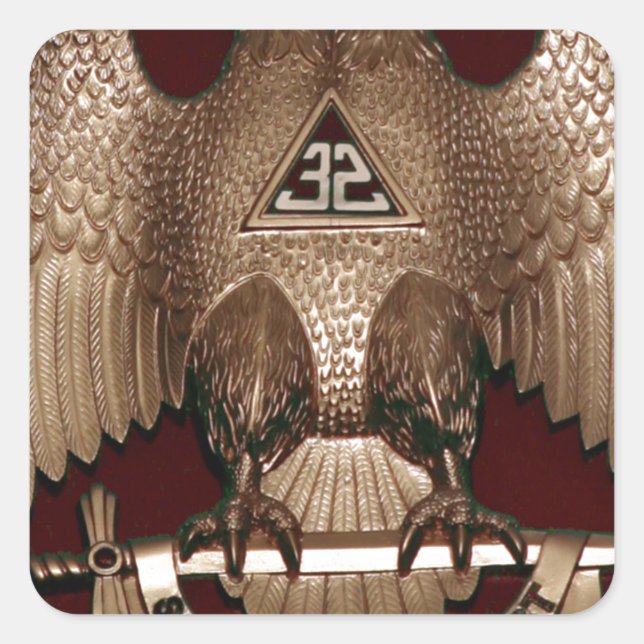 Scottish Rite 32 degree Mason Double Eagle Red Square Sticker (Front)
