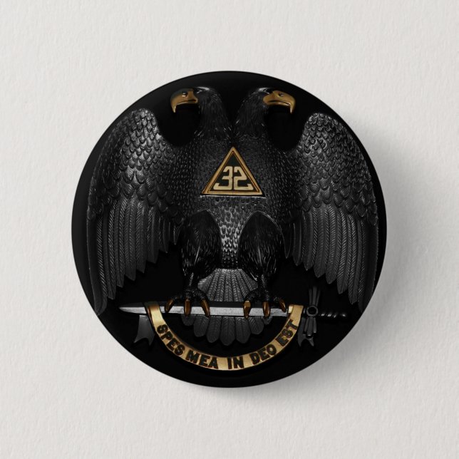 Scottish Rite 32 Degree Mason Eagle 6 Cm Round Badge (Front)