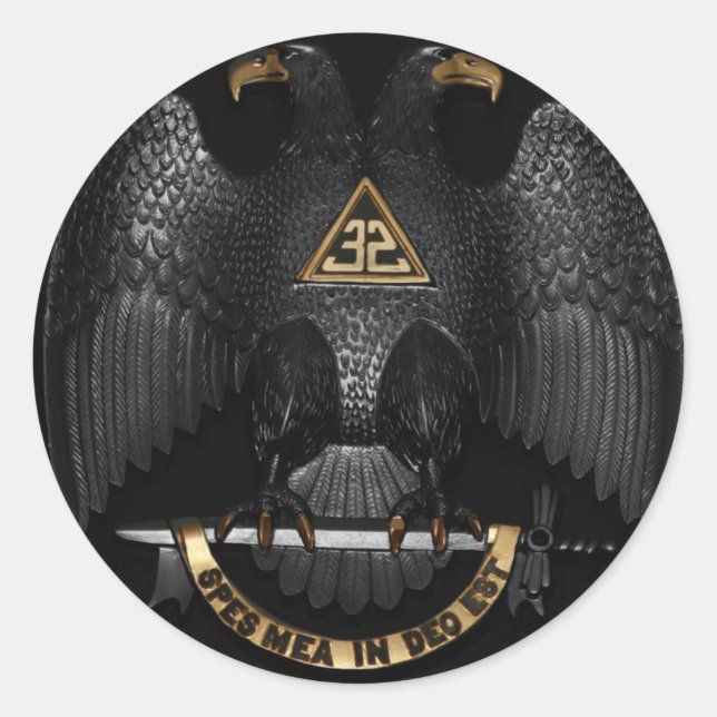 Scottish Rite 32 Degree Mason Eagle Classic Round Sticker (Front)