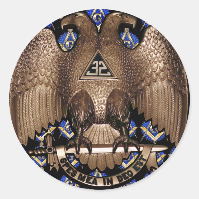 Scottish Rite Square & Compass Black Classic Round Sticker (Front)