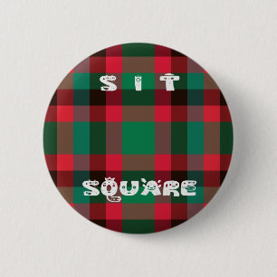 Scottish Royal Chequered Tartan Plaid with Text 6 Cm Round Badge