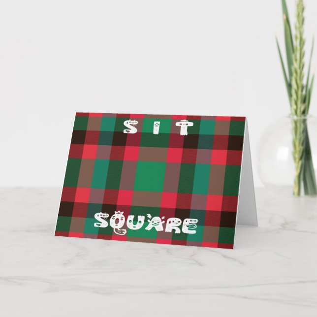 Scottish Royal Chequered Tartan Plaid with Text Card (Front)