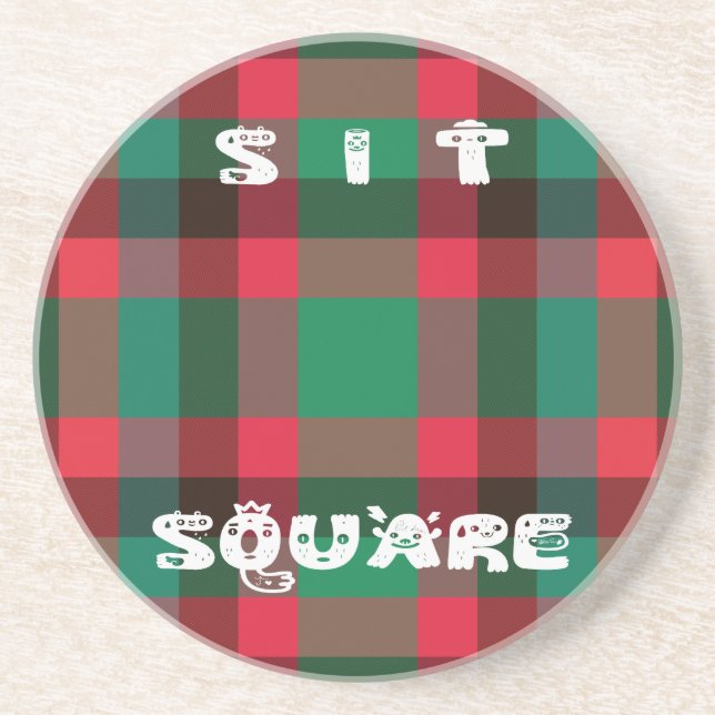 Scottish Royal Chequered Tartan Plaid with Text Coaster (Front)