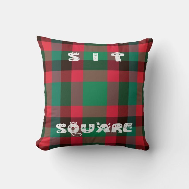 Scottish Royal Chequered Tartan Plaid with Text Cushion (Front)