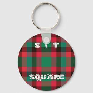 Scottish Royal Chequered Tartan Plaid with Text Key Ring