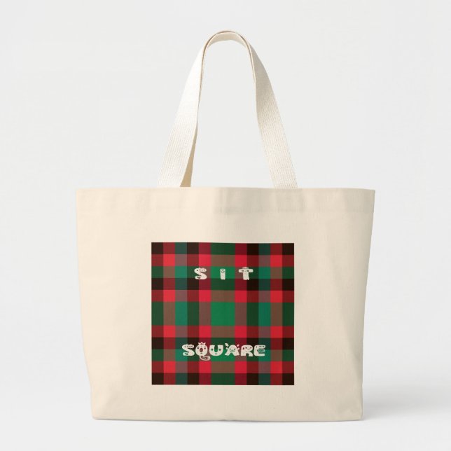 Scottish Royal Chequered Tartan Plaid with Text Large Tote Bag (Front)