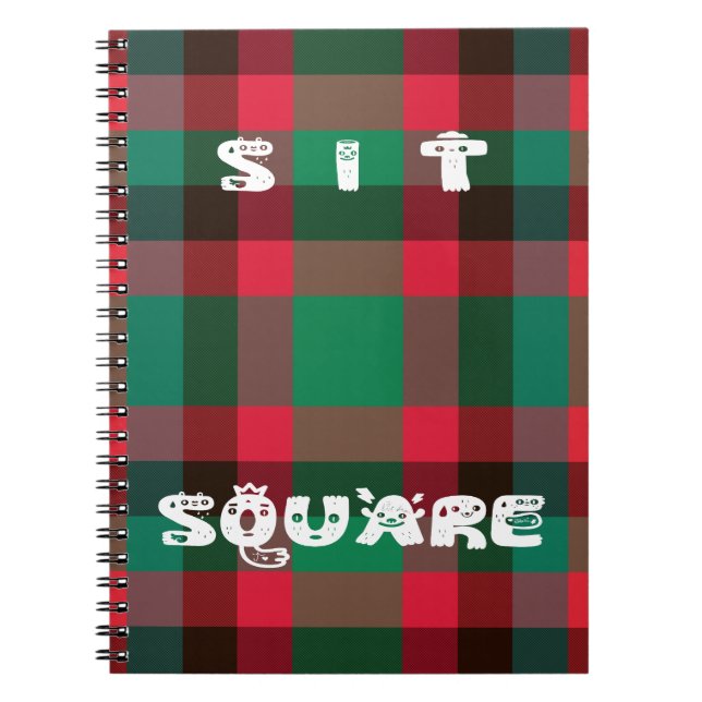 Scottish Royal Chequered Tartan Plaid with Text Notebook (Front)