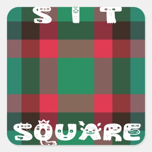 Scottish Royal Chequered Tartan Plaid with Text Square Sticker (Front)