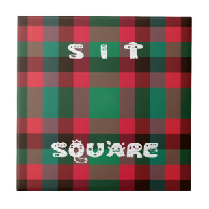 Scottish Royal Chequered Tartan Plaid with Text Tile