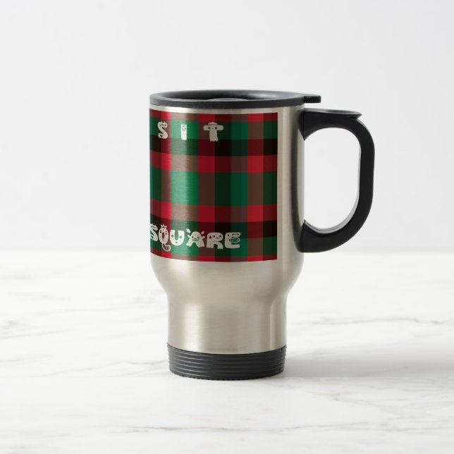 Scottish Royal Chequered Tartan Plaid with Text Travel Mug (Right)