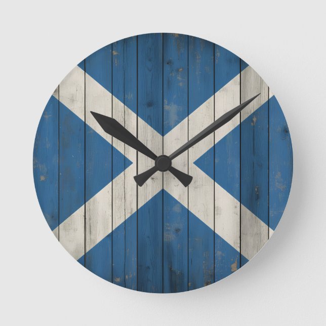 Scottish Saltire Blue Round Wall Clock | Scotland  (Front)