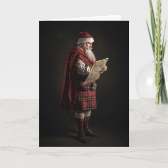 Scottish Santa Christmas Holiday Card (Front)