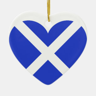 Scottish Scotland Flag Heart Ceramic Ornament