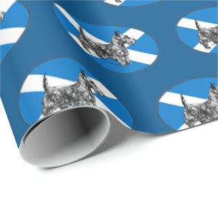 Scottish Scottie Dog with flag of Scotland Wrapping Paper