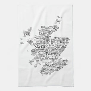 Scottish Slang Word Map Kitchen Towel