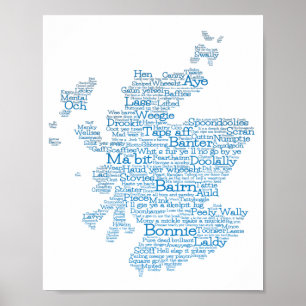 Scottish Slang Word Map Poster