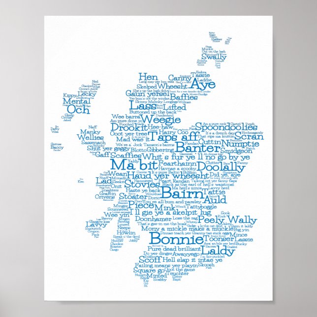 Scottish Slang Word Map Poster (Front)