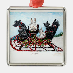 Scottish Sleigh Ride Metal Ornament