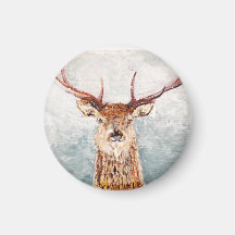 Scottish Stag In the Snow Magnet