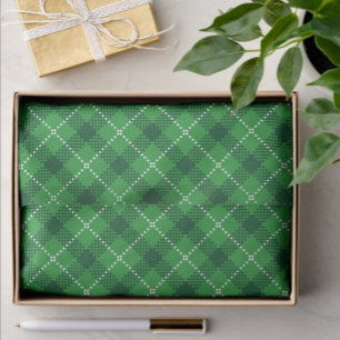 Scottish Style Green White Plaid Tissue Paper