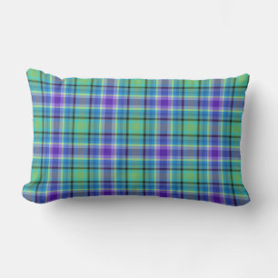 Scottish-style Tartan Plaid, crimson/green check Lumbar Cushion