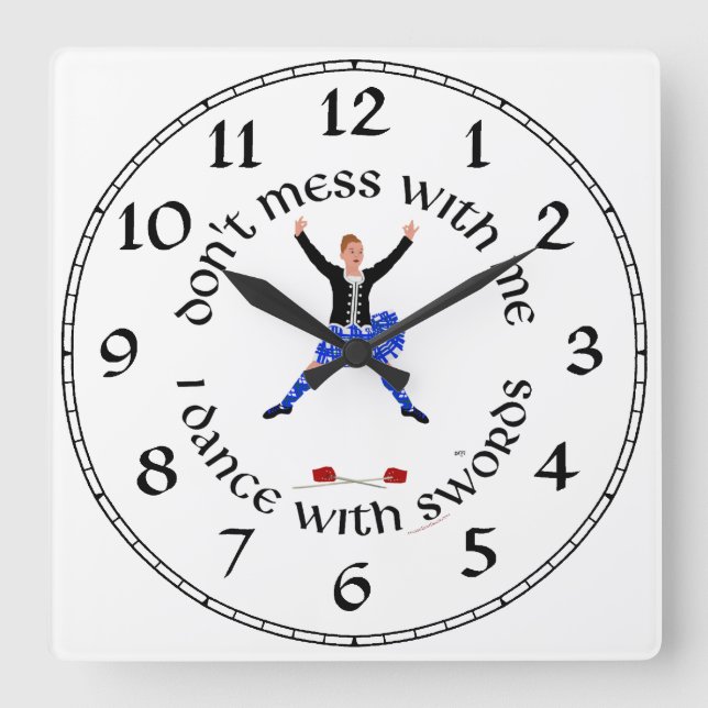 Scottish Sword Dancer - Ghillie Callum Square Wall Clock (Front)