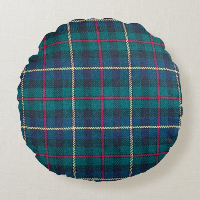 Scottish tartan background a checked plaid weave p round cushion (Front)