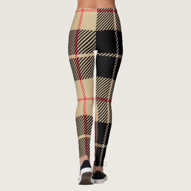  Scottish Tartan Chequered Plaid Pattern    Leggings (Back)