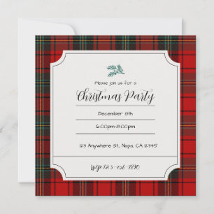 Scottish Tartan Christmas Party Customisable Cosy Save The Date