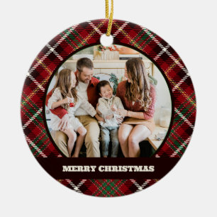 Scottish Tartan christmas photo Ceramic Ornament