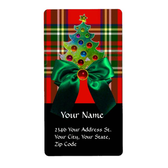 SCOTTISH TARTAN ,GREEN BOW AND CHRISTMAS TREE (Front)