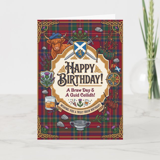 Scottish Tartan Humour Birthday Card (Front)